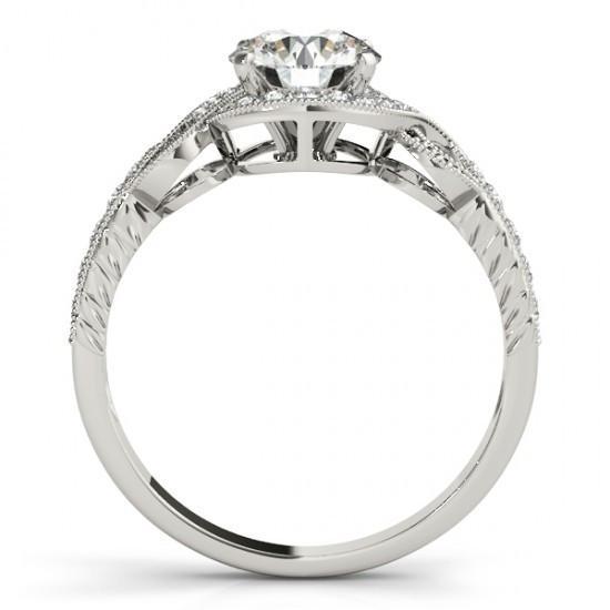 Anello di fidanzamento con diamante Halo. gambo intrecciato. 1.35 carati. oro bianco 14K - harrychadent.it