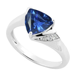 Anello di fidanzamento con diamante Trilioni di zaffiro blu profondo 1.75 carati