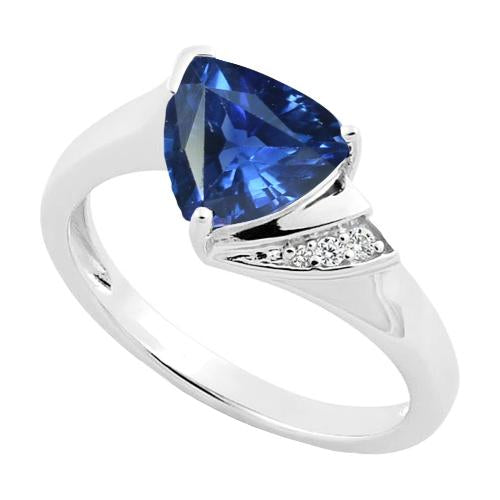 Anello di fidanzamento con diamante Trilioni di zaffiro blu profondo 1.75 carati - harrychadent.it