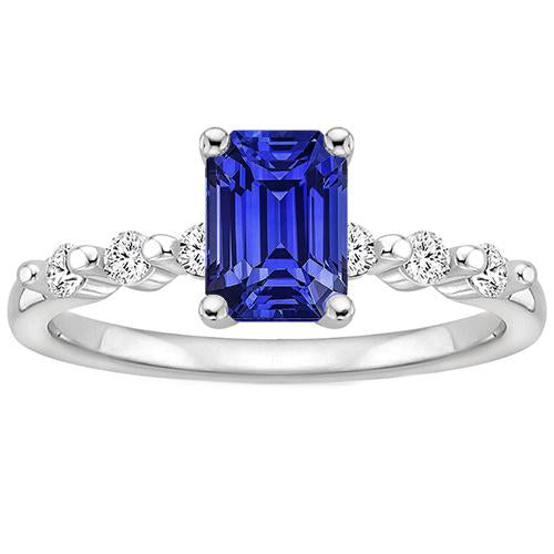 Anello di fidanzamento con diamante Zaffiro dello Sri Lanka 3.50 carati Oro bianco 14K - harrychadent.it