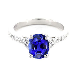 Anello di fidanzamento con diamante Zaffiro dello Sri Lanka ovale 3.50 carati