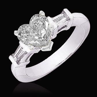 Anello di fidanzamento con diamante a cuore da 1,51 carati 3 baguette in oro con pietre - harrychadent.it