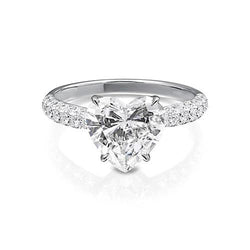 Anello di fidanzamento con diamante a cuore da donna da 2,85 carati in oro bianco 14K