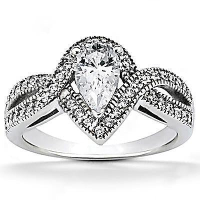 Anello di fidanzamento con diamante a pera 1.25 carati con gambo intrecciato accento WG 14K - harrychadent.it