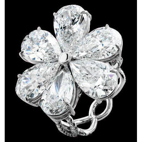 Anello di fidanzamento con diamante a pera Anello a forma di fiore in oro bianco 5 carati Nuovo - harrychadent.it