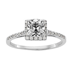 Anello di fidanzamento con diamante a taglio antico con cuscino aureola da 4 carati con accenti