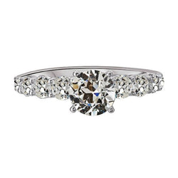 Anello di fidanzamento con diamante a taglio antico in oro bianco da 7 carati
