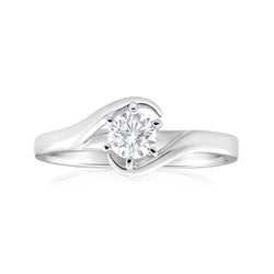 Anello di fidanzamento con diamante a taglio rotondo solitario da 1 carato in oro bianco 14K