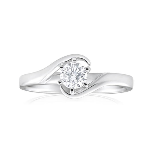 Anello di fidanzamento con diamante a taglio rotondo solitario da 1 carato in oro bianco 14K - harrychadent.it
