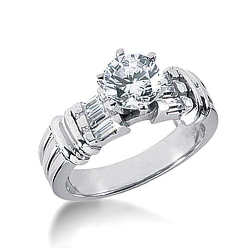 2 Ct. Anello di fidanzamento con diamanti baguette in oro bianco accentato - harrychadent.it