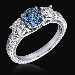 Anello di fidanzamento con diamante blu da 1.60 carati in oro bianco 14K