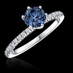 Anello di fidanzamento con diamante blu da 2 carati con gemma a 6 punte