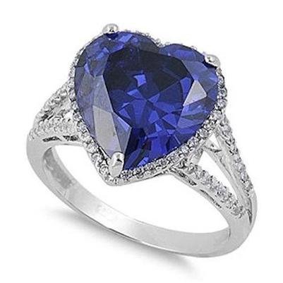 Anello di fidanzamento con diamante blu zaffiro blu Sri Lanka grande cuore 5.75 carati - harrychadent.it