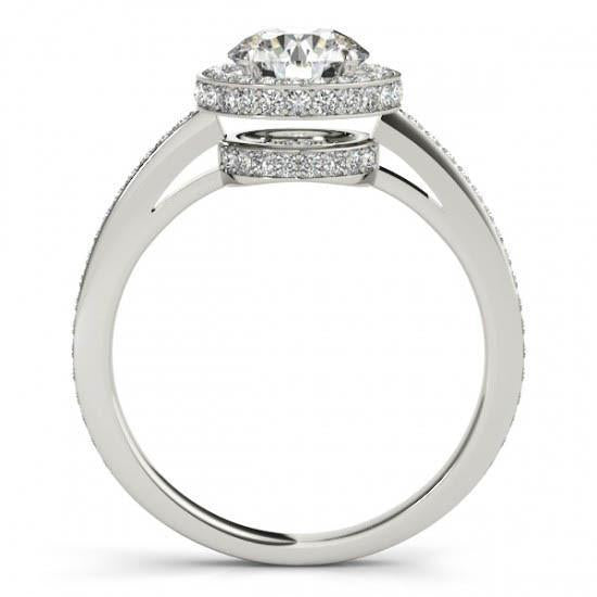 Anello di fidanzamento con diamante brillante rotondo Halo 2.60 carati in oro bianco 14K - harrychadent.it