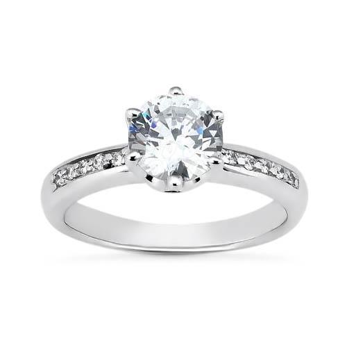Anello di fidanzamento con diamante brillante rotondo da 2 ct con accenti - harrychadent.it