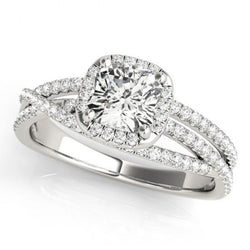 Anello di fidanzamento con diamante centrale con cuscino centrale 1.74 ct. Oro bianco 14K