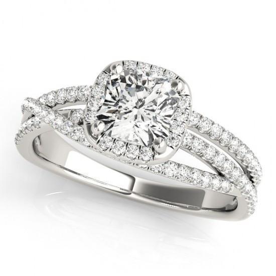 Anello di fidanzamento con diamante centrale con cuscino centrale 1.74 ct. Oro bianco 14K - harrychadent.it