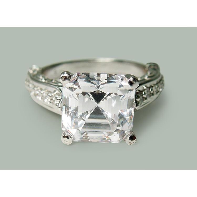 Anello di fidanzamento con diamante centrale con taglio Asscher. 3.28 carati. oro bianco 14 carati - harrychadent.it
