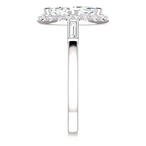 Anello di fidanzamento con diamante centrale e baguette a forma di marquise da 1,30 carati - harrychadent.it
