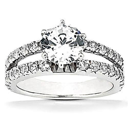 Anello di fidanzamento con diamante con gambo diviso incastonato 2.50 carati WG 14K