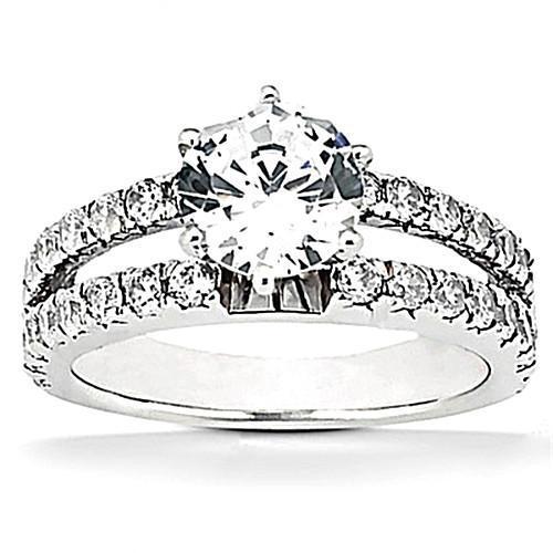 Anello di fidanzamento con diamante con gambo diviso incastonato 2.50 carati WG 14K - harrychadent.it