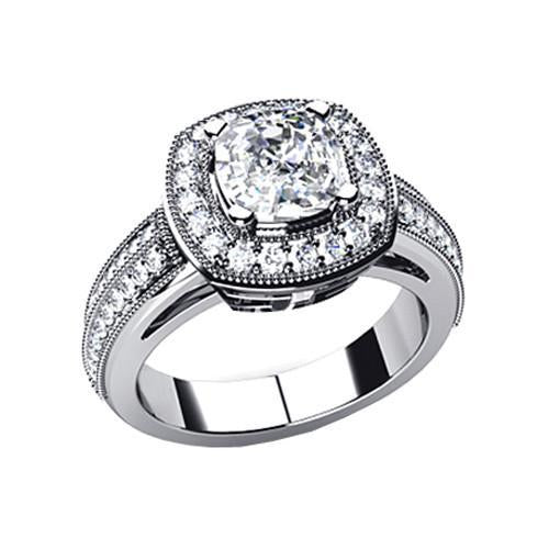 Anello di fidanzamento con diamante cuscino Halo 6.50 carati oro bianco - harrychadent.it