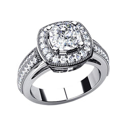 Anello di fidanzamento con diamante cuscino Halo 6.50 carati oro bianco