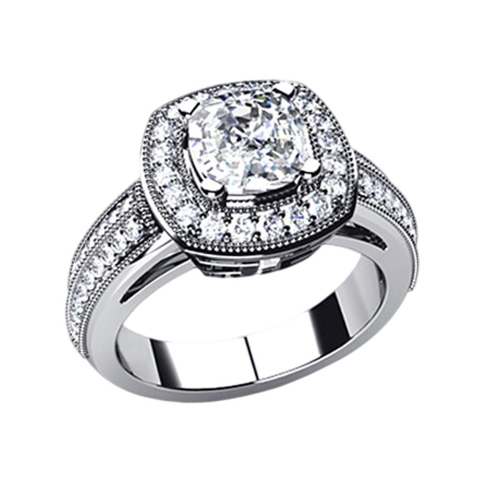 Anello di fidanzamento con diamante cuscino Halo 6.50 carati oro bianco - harrychadent.it