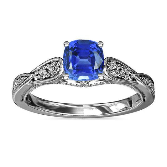 Anello di fidanzamento con diamante cuscino zaffiro 2.50 carati stile vintage - harrychadent.it