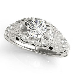 Anello di fidanzamento con diamante da 1.50 carati inciso in oro bianco massiccio 14K