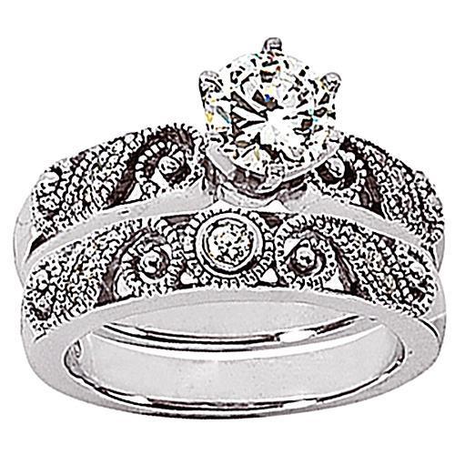 Anello di fidanzamento con diamante da 1.74 carati in oro bianco 14 carati stile vintage - harrychadent.it