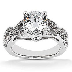 Anello di fidanzamento con diamante da 1.87 carati taglio rotondo con gambo ritorto