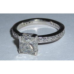 Anello di fidanzamento con diamante da 2,25 carati con 14 carati in oro bianco con accenti