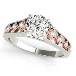 Anello di fidanzamento con diamante da 3.25 carati nuovo in oro bicolore 14K