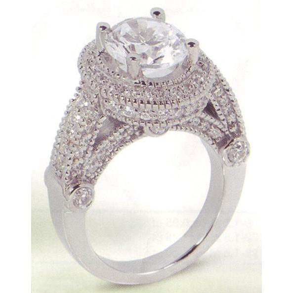 Anello di fidanzamento con diamante da 3.50 carati Lussuoso oro bianco antico 14K - harrychadent.it
