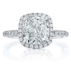 Anello di fidanzamento con diamante da 3.80 carati Halo in oro bianco 14K
