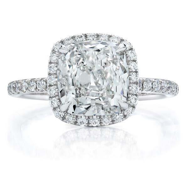 Anello di fidanzamento con diamante da 3.80 carati Halo in oro bianco 14K - harrychadent.it