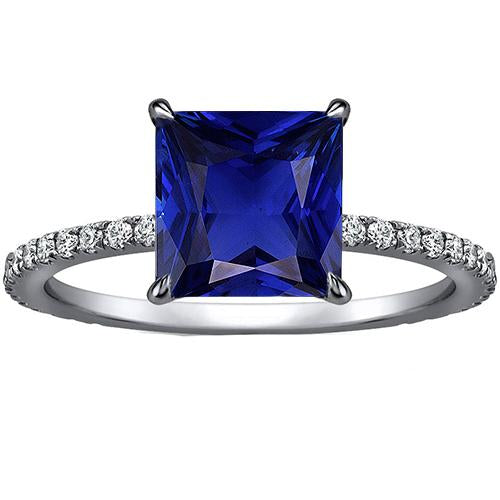 Anello di fidanzamento con diamante da donna con zaffiro di Ceylon taglio principessa 4.75 carati - harrychadent.it