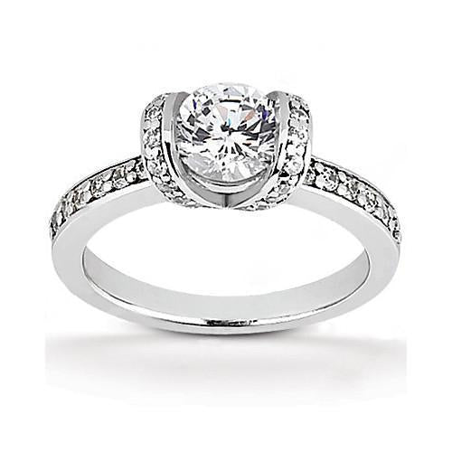 Anello di fidanzamento con diamante da donna Oro bianco 18 carati 1.41 ct. Nuovo - harrychadent.it