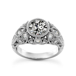 Anello di fidanzamento con diamante da minatore rotondo in stile antico, 4 carati, gioielli