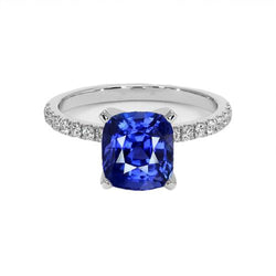 Anello di fidanzamento con diamante e zaffiro dello Sri Lanka 2.50 carati in oro 14K