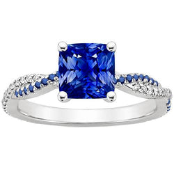 Anello di fidanzamento con diamante fantasia Zaffiri blu di Ceylon Oro 3.45 carati