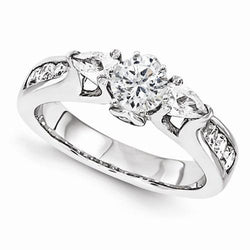 Anello di fidanzamento con diamante fantasia a tre pietre da 1.58 carati in oro bianco