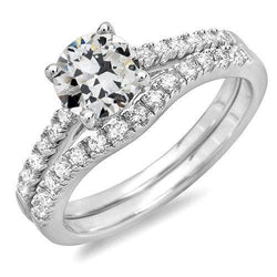 Anello di fidanzamento con diamante in oro 14 carati con gioielli tagliati a miniera vecchia 4,50 carati