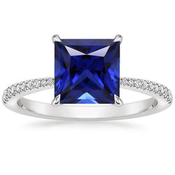 Anello di fidanzamento con diamante in oro Zaffiro di Ceylon con accenti 5.50 carati