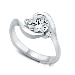 Anello di fidanzamento con diamante in stile pietra da 2,40 carati, oro bianco 14 carati
