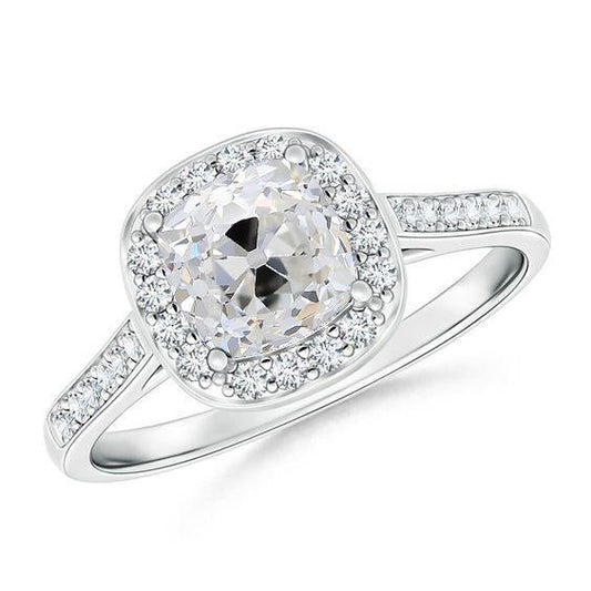 Anello di fidanzamento con diamante incastonato a cattedrale Old Miner taglio a cuscino 2,75 carati