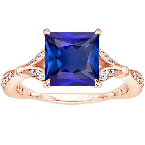 Anello di fidanzamento con diamante incastonato con zaffiro blu principessa 3.75 carati - harrychadent.it
