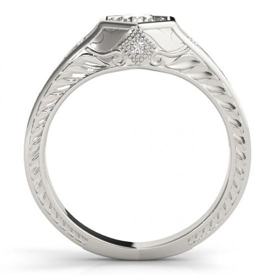 Anello di fidanzamento con diamante inciso stile antico 1.50 carati WG 14K - harrychadent.it