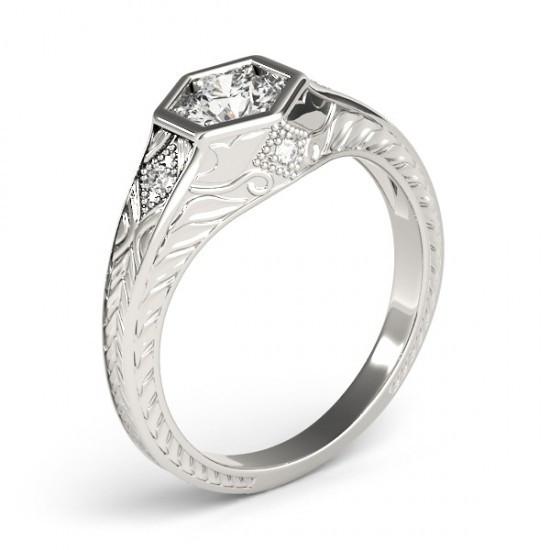 Anello di fidanzamento con diamante inciso stile antico 1.50 carati WG 14K - harrychadent.it